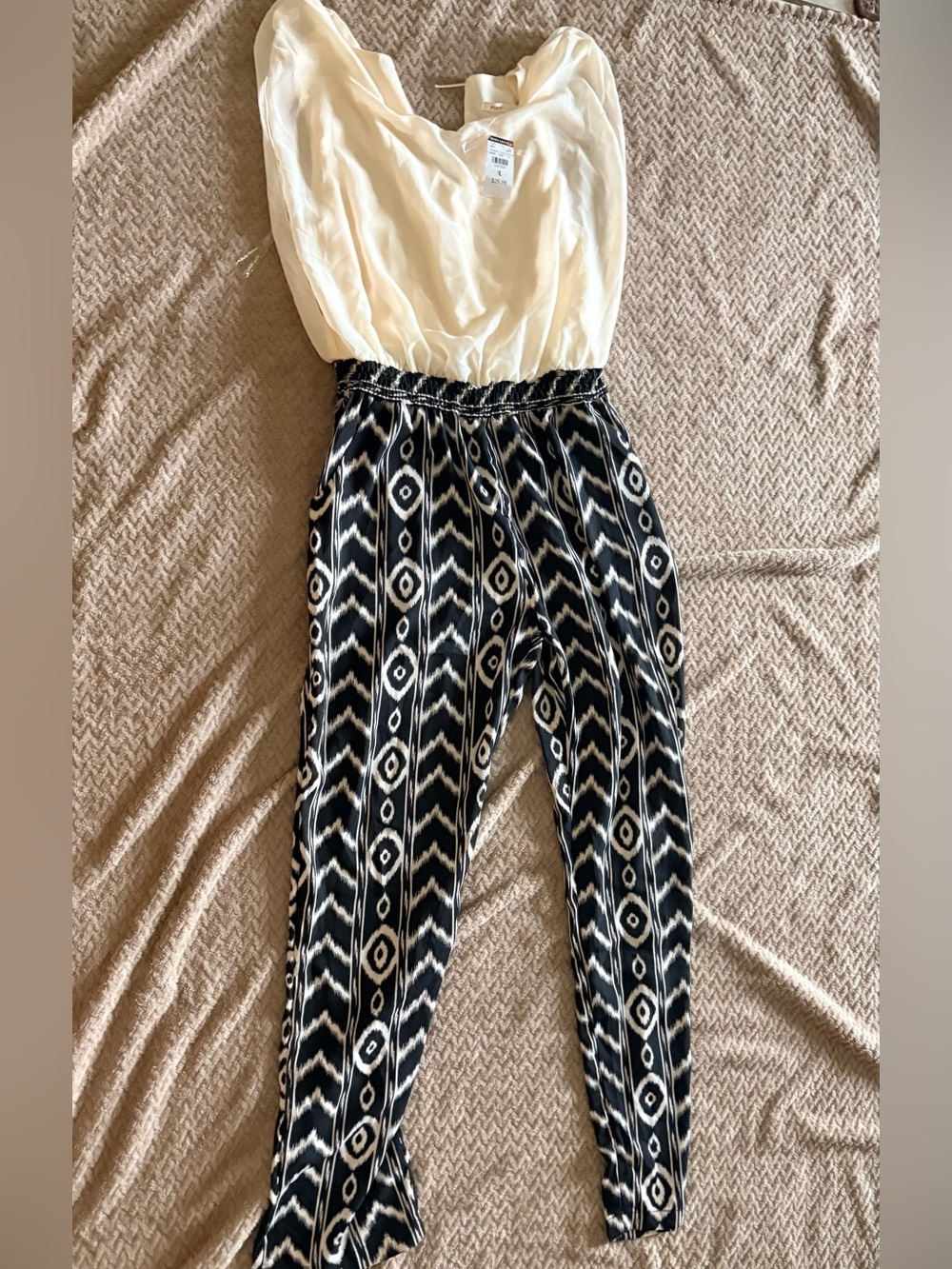 Poetry Cream & Black Patterned Jumpsuit